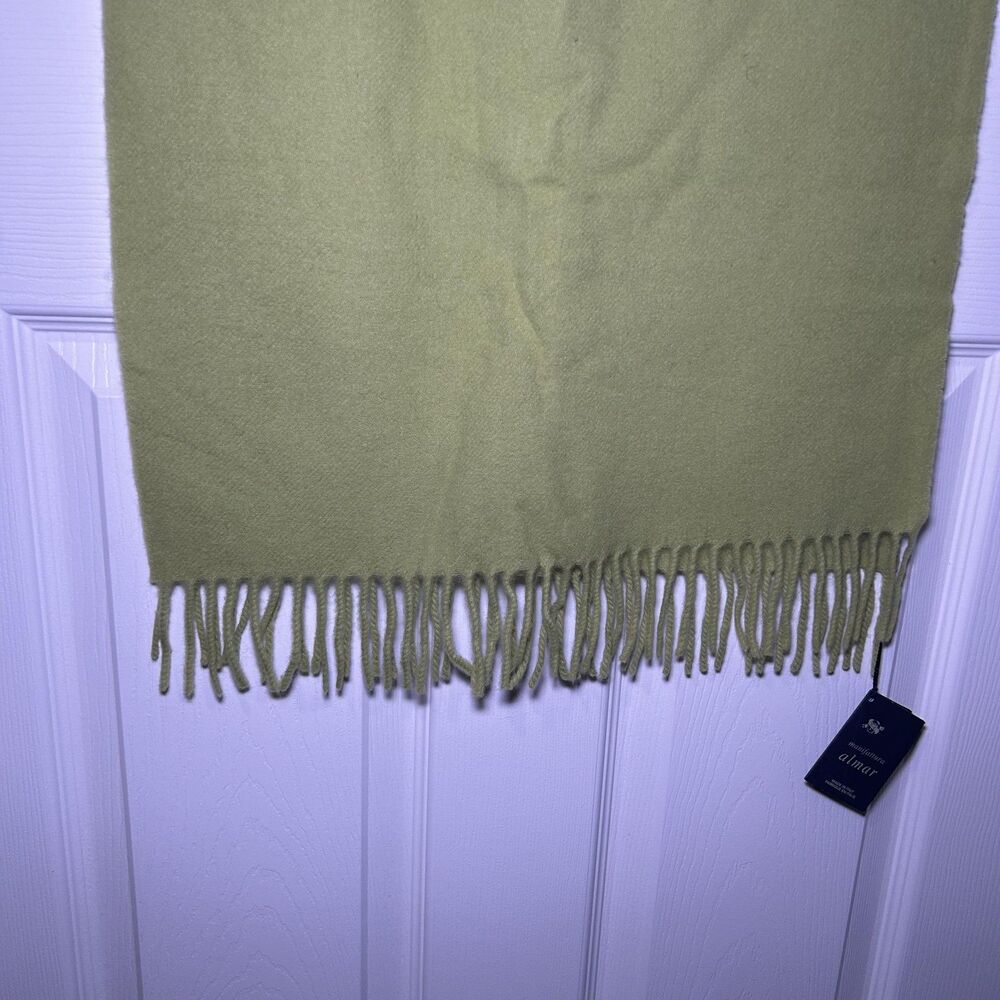 Manifattura Almar Scarf Women's One Size Green Lambswool Fringe Made Italy - Picture 3 of 11